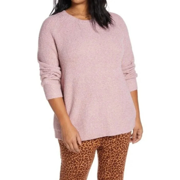 Bp Nordstrom Women's Plaited Stitch Crewneck Sweater In Pink Nostalgia SZ 3X NWT - Picture 1 of 12
